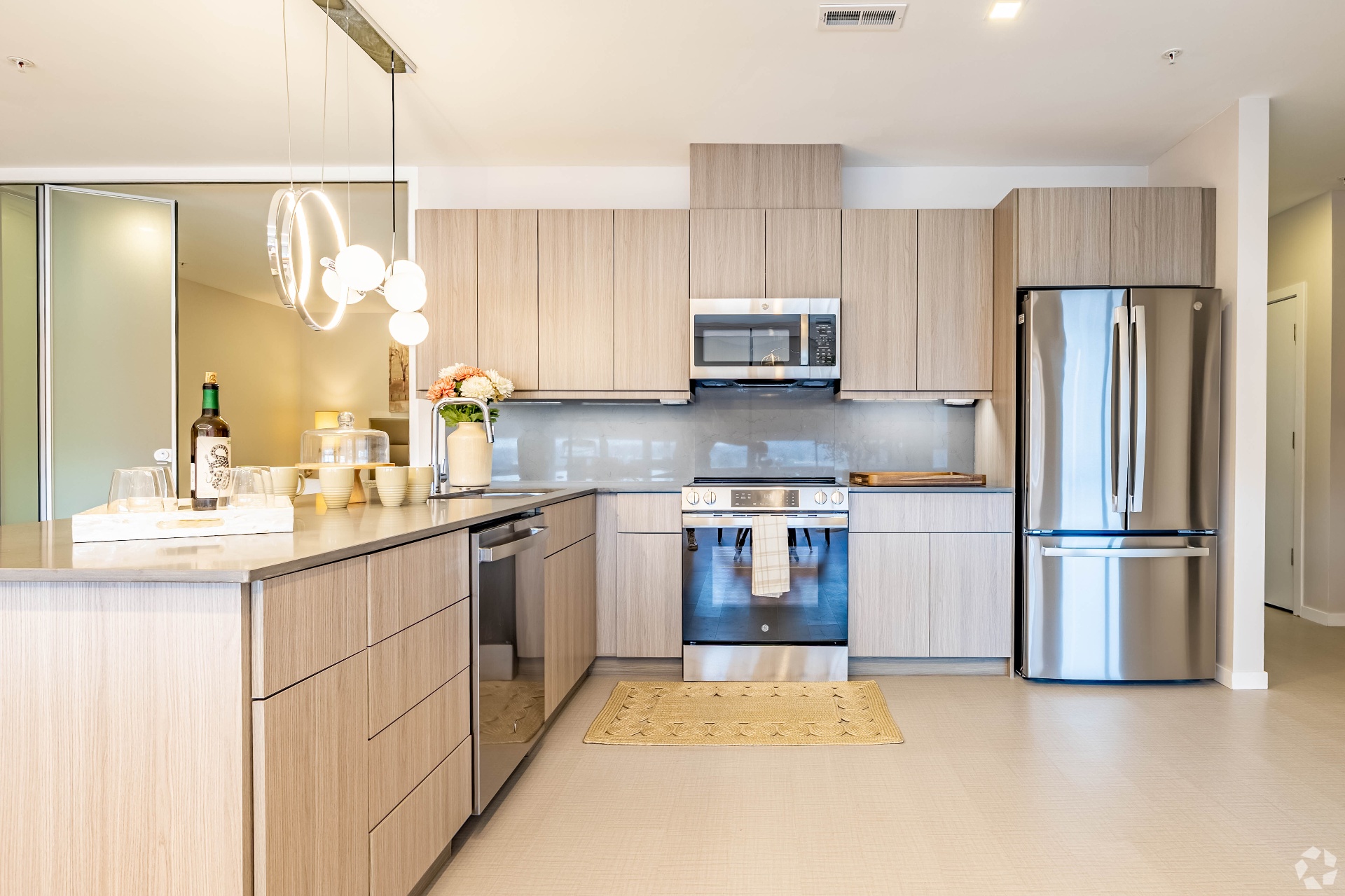 Modern kitchen with stainless steel appliances