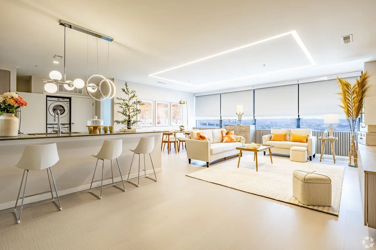 Luxury living room with city views